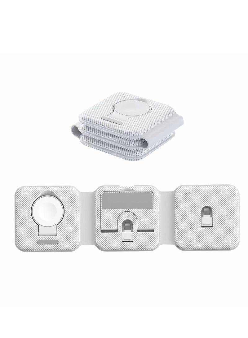 KASTWAVE 3 in 1 Wireless Charger,Foldable Fast Wireless Charging Station, Charging Dock Stand Compatible with iPhone 14/Pro/Max/Plus/13/12 Series,AirPods 3/2/Pro,iWatch 8-1 (White) - Image 1
