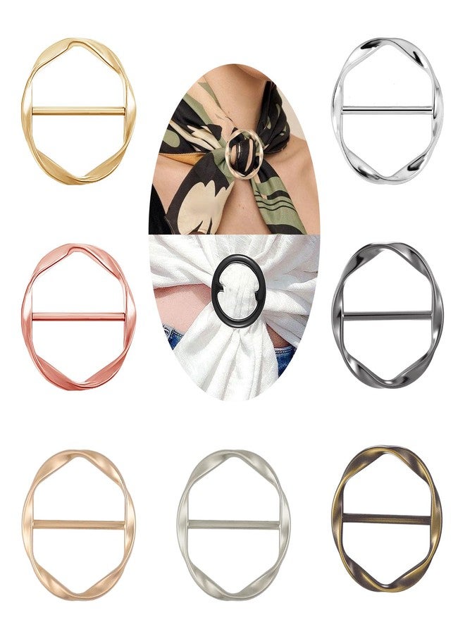 Styquenzer 14 Pcs Silk Scarf Ring Circle T-Shirt Ties Clips for Women Fashion Shirt Clips for Women Clothing Cinch Clip Waist Clothes Corner Knotted Buckle Clothing Ring Wrap Holder - Image 1
