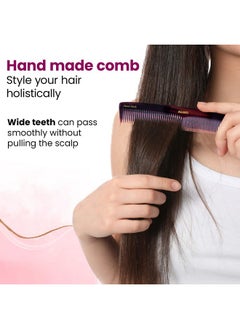 AGARO AGARO Hand Made Comb, Graduated Dressing Comb, Smooth Rounded Teeth, Hair Styling, Grooming, Hair Brushing, Hair Dressing, Cellulose Acetate Comb, For Men & Women, HMC75, Brown.  - Image 2