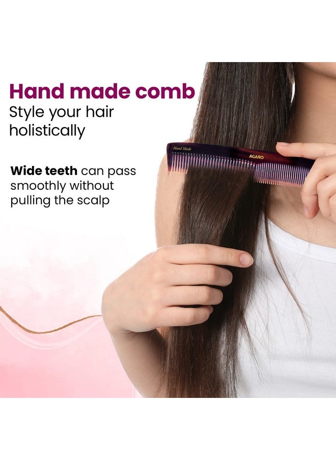 AGARO AGARO Hand Made Comb, Graduated Dressing Comb, Smooth Rounded Teeth, Hair Styling, Grooming, Hair Brushing, Hair Dressing, Cellulose Acetate Comb, For Men & Women, HMC75, Brown.  - Image 2