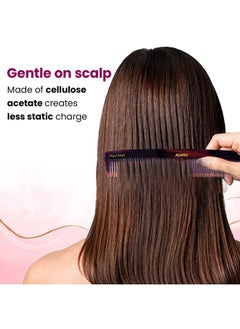 AGARO AGARO Hand Made Comb, Graduated Dressing Comb, Smooth Rounded Teeth, Hair Styling, Grooming, Hair Brushing, Hair Dressing, Cellulose Acetate Comb, For Men & Women, HMC75, Brown.  - Image 4