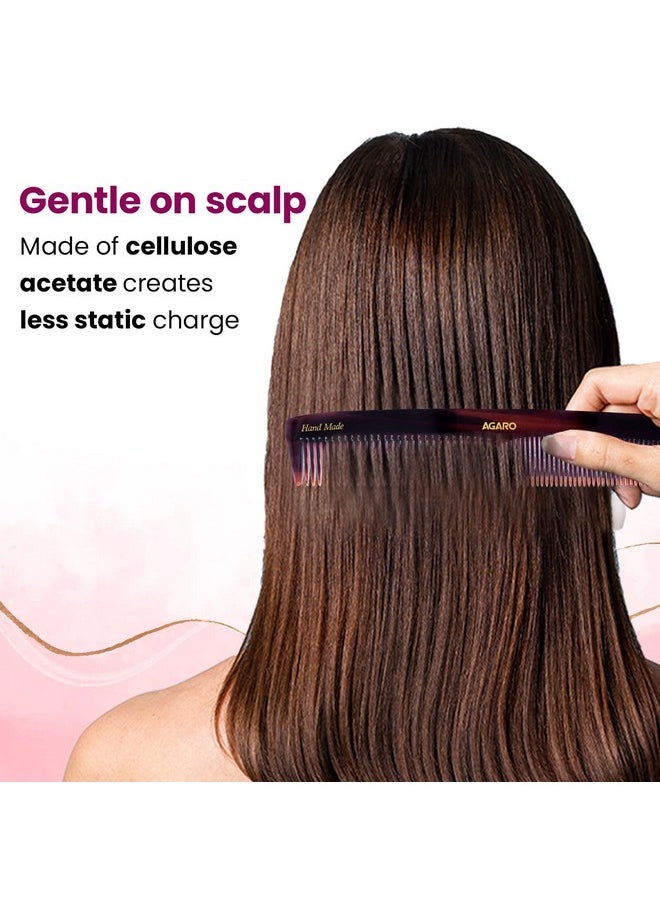 AGARO AGARO Hand Made Comb, Graduated Dressing Comb, Smooth Rounded Teeth, Hair Styling, Grooming, Hair Brushing, Hair Dressing, Cellulose Acetate Comb, For Men & Women, HMC75, Brown.  - Image 4