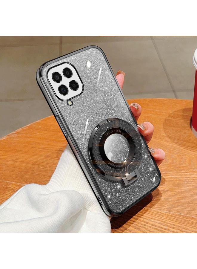 S-TOP Case For Samsung Galaxy M33 5G Plated Gradient Glitter Round Holder TPU Phone Case - Image 1