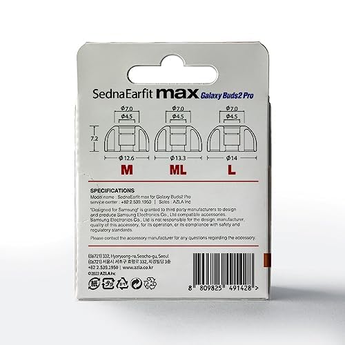 AZLA SednaEarfit MAX for Galaxy Buds 2 Pro (M/ML/L), Earbud Tips for Wireless Headphones, Noise Canceling Earbuds Replacement Tips, Samsung-Certified Eartips for Galaxy Buds 2 Pro - Image 3