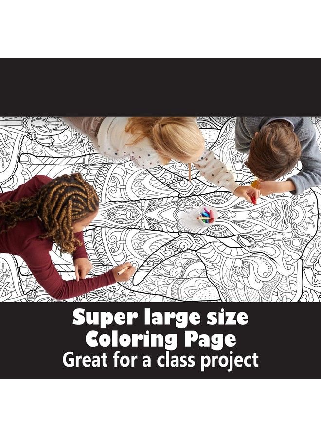 Young N Refined Giant Coloring Poster Of Elephant Motif With Flowers And Mandalas Collages ;Folded Version (42X60) - Image 4