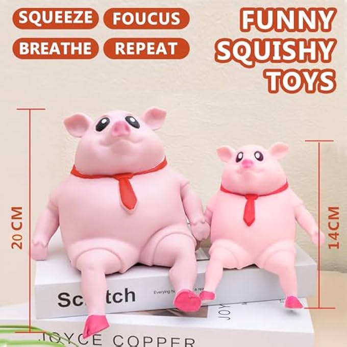 CHEROSIN Cute Squishy Pig for Kids and Adults - 2Pack of Sensory Stress Relief Pig Squeeze Toys to Anxiety, Funny Stretch Animal Splat Toys Splashy Piggy Toy Easter Busket Stuffers for Autism & ADHD Kids - Image 4