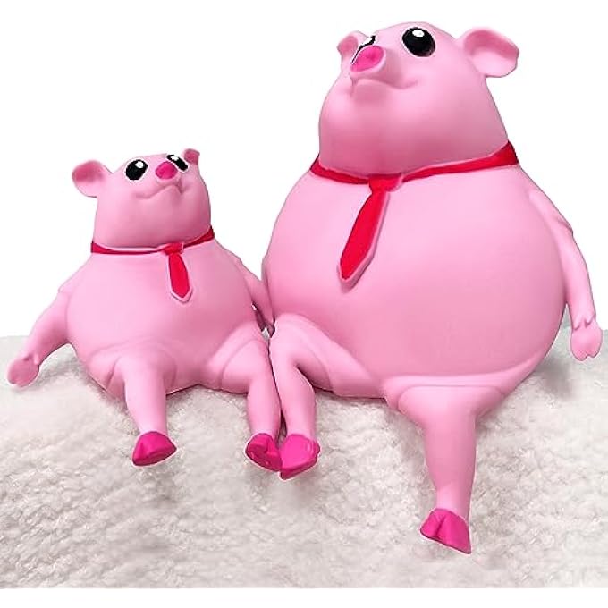 CHEROSIN Cute Squishy Pig for Kids and Adults - 2Pack of Sensory Stress Relief Pig Squeeze Toys to Anxiety, Funny Stretch Animal Splat Toys Splashy Piggy Toy Easter Busket Stuffers for Autism & ADHD Kids - Image 1