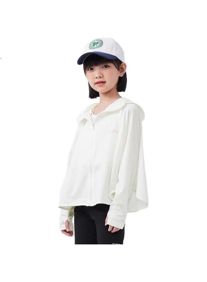 Qq Duck Children'S Sun Protection Clothing, Girls' Sun-Blocking Uv-Resistant Jacket, Big Kids' Clothing, Cape Sun Protection, White; 120 - Image 2