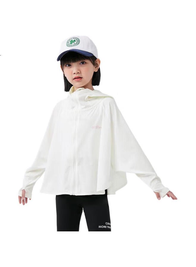 Qq Duck Children'S Sun Protection Clothing, Girls' Sun-Blocking Uv-Resistant Jacket, Big Kids' Clothing, Cape Sun Protection, White; 120 - Image 3