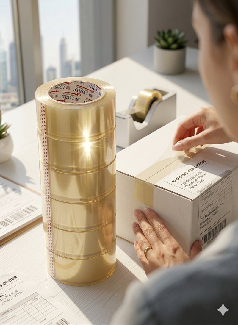 LORD Clear Packing Tape 2” x 100 Yards - Heavy-Duty Adhesive Tape, High-Performance Industrial Strength Packaging Tape for Boxes, Shipping, Moving and Storage, Long-Lasting Strong Secure Seal - Image 3