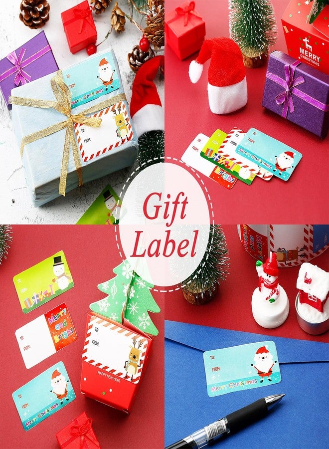 Outus 500 Pieces Christmas Tags Self Adhesive Gift Tags for Xmas Presents Christmas Name Labels Stickers for Wrapping Paper Festival Birthday Holiday Decor(Classic Style,2.95 x 1.6 Inch) - Image 2