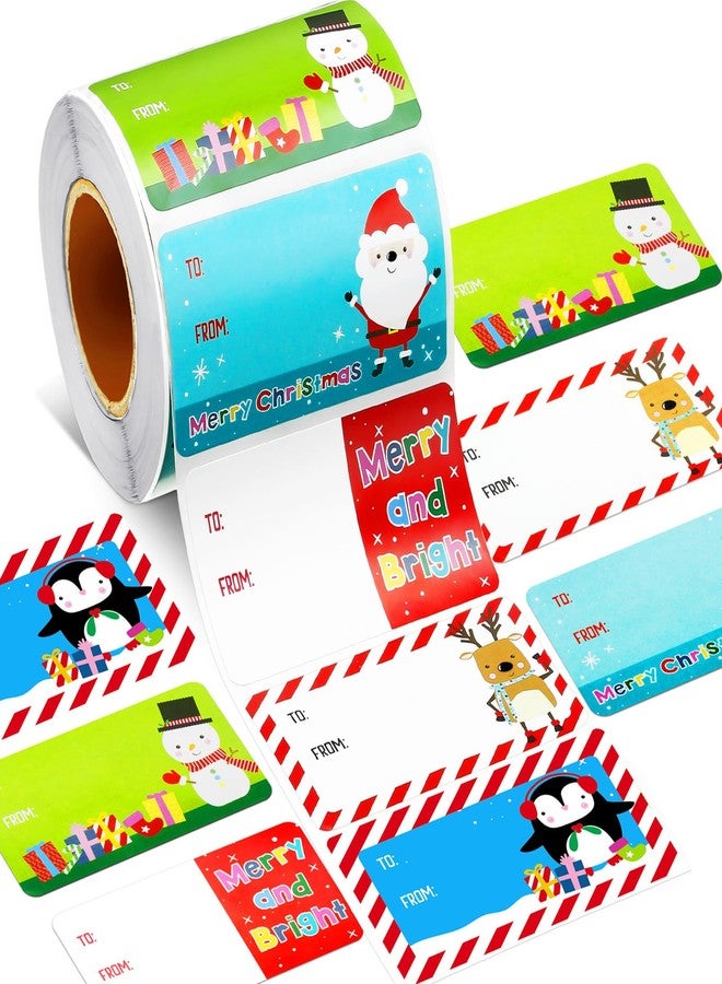 Outus 500 Pieces Christmas Tags Self Adhesive Gift Tags for Xmas Presents Christmas Name Labels Stickers for Wrapping Paper Festival Birthday Holiday Decor(Classic Style,2.95 x 1.6 Inch) - Image 1