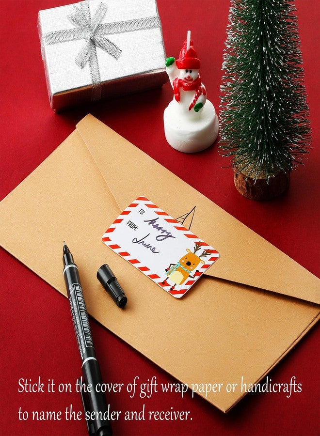 Outus 500 Pieces Christmas Tags Self Adhesive Gift Tags for Xmas Presents Christmas Name Labels Stickers for Wrapping Paper Festival Birthday Holiday Decor(Classic Style,2.95 x 1.6 Inch) - Image 3