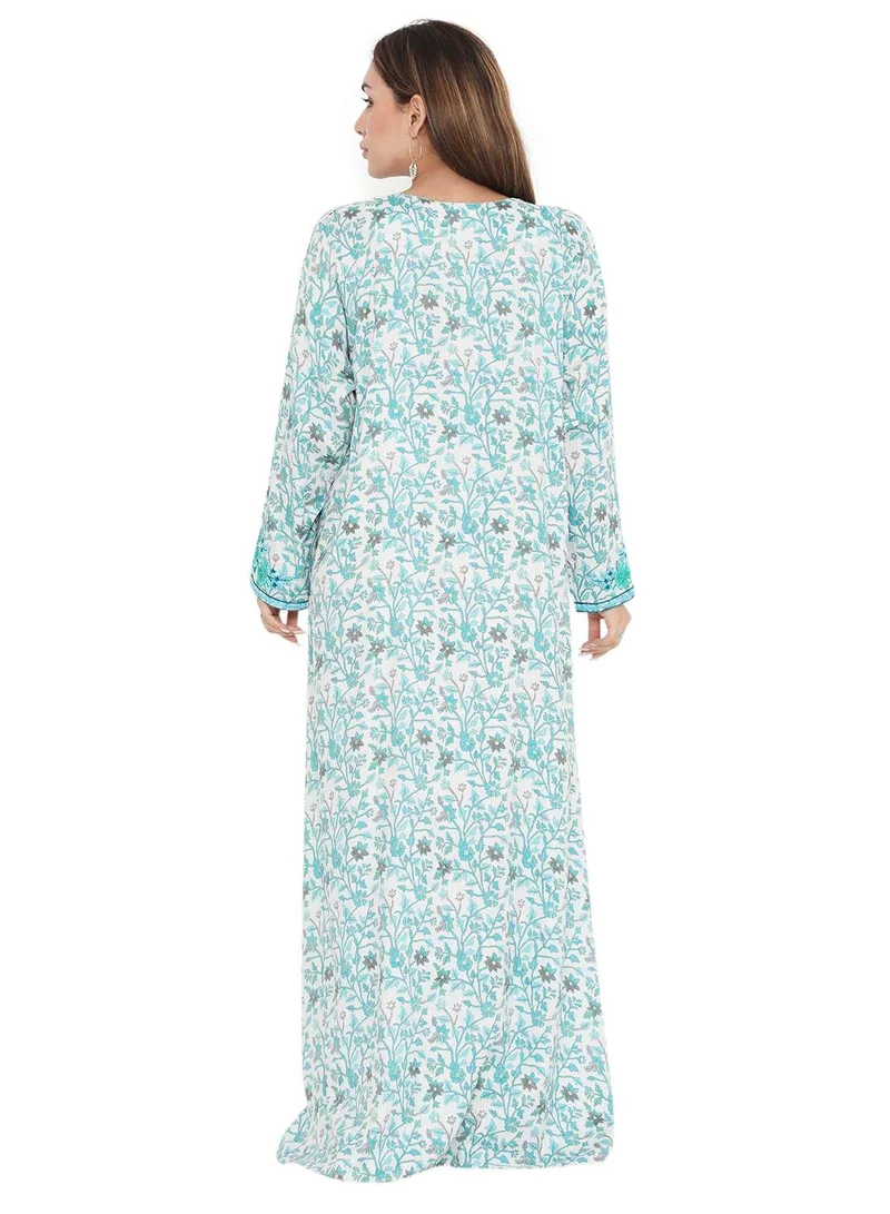 هانا آند سارا HIGH QUALITY VISCOSE JALBIYA WITH MULTICOLOR THICK THREAD EMBROIDERY ARABIC KAFTAN JALABIYA DRESS