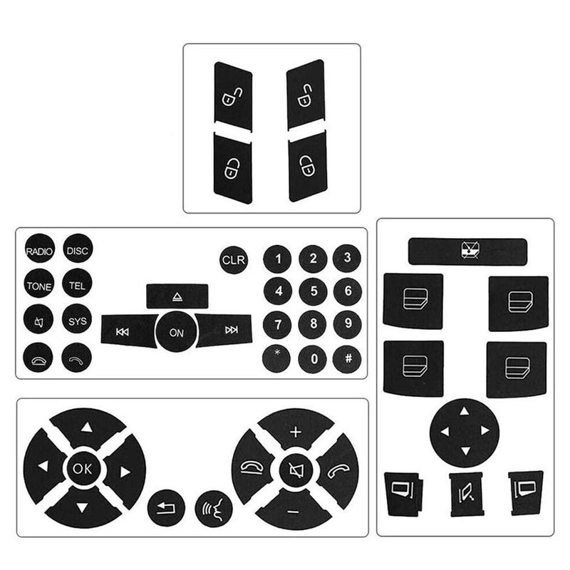 Car Interior Button Repair Decals Kit Steering Wheel Window Switch Door Lock Radio Number Stickers Fits for 20082014 Mercedes Benz W204 C250 C350 EClass ML GL GLK
