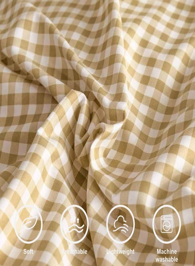 ETDIFFE Brown Grid Duvet Cover Queen Size, 3 Piece Tan Farmhouse Buffalo Check Gingham Geometric Pattern Printed Microfiber Comforter Cover Set, Taupe Soft and Lightweight Plaid Bedding Quilt Cover - Image 5