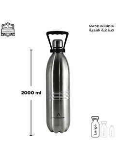 Atlasware Water Bottle with a Capacity of 2000 ml, Stainless Steel Water Bottle that keeps Cold for 130 Hours and Keeps Heat for 52 Hours, Silver  - Image 3