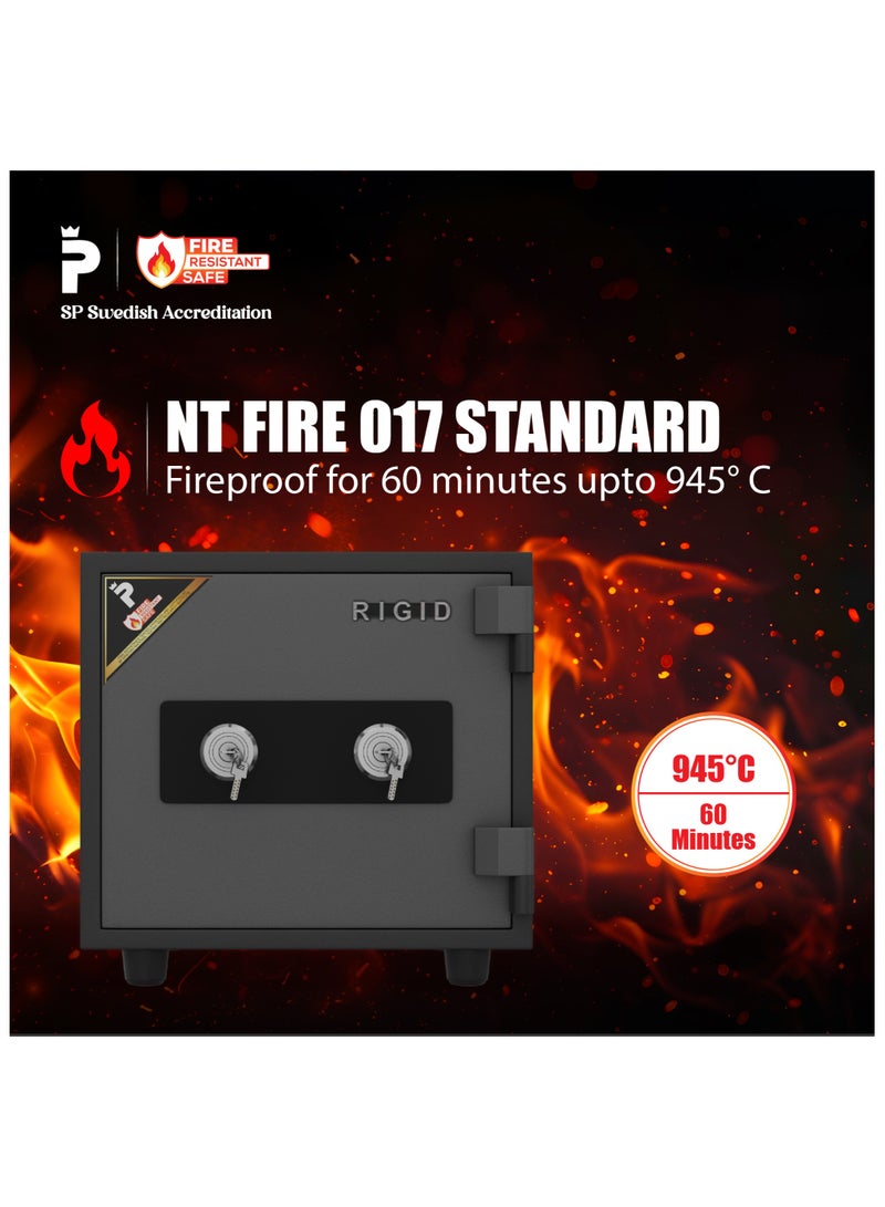RIGID Fire Resistant Steel Safe with Dual Key Lock, 50Kg  - Image 2