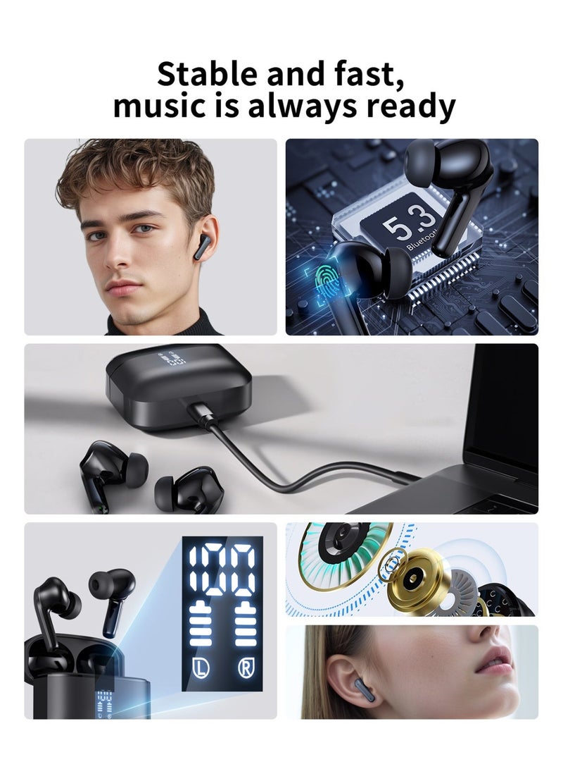 senbowe Wireless Earphones with LED Digital Display Charging Case,IPX5 Waterproof Earphones with Noise Cancellation Mic for iPhone/Samsung/Android/iOS - Image 2