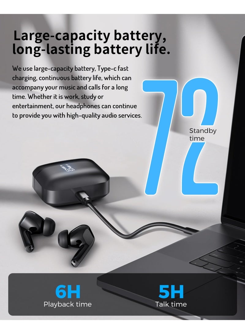 senbowe Wireless Earphones with LED Digital Display Charging Case,IPX5 Waterproof Earphones with Noise Cancellation Mic for iPhone/Samsung/Android/iOS - Image 4