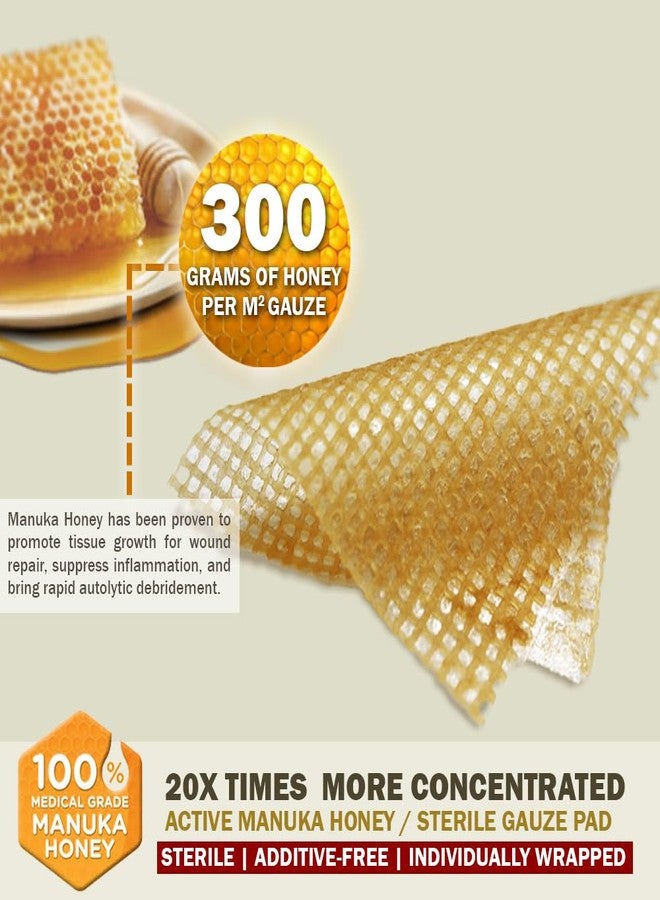 EVERLIT CARE Manuka Honey Dressing | Sterile Non-Adhesive Pads with Unadulterated Medical-Grade Honey | Advanced Healing for Burn, Chronic Wound, Donor Sites, Pressure & Diabetic Ulcer (4" Gauze) - Image 2