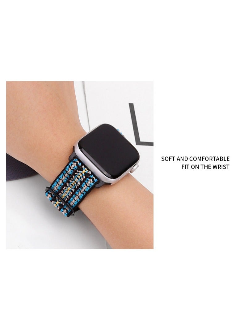 غير تقليدي قابل للتعديل مضفر منفردا الفرقة لسلسلة Apple Watch 6 / SE / 5/4/3/2/1 40/38mm الخط الأزرق - Image 2