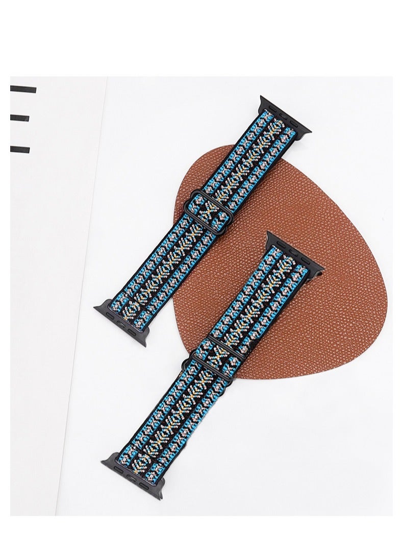 غير تقليدي قابل للتعديل مضفر منفردا الفرقة لسلسلة Apple Watch 6 / SE / 5/4/3/2/1 40/38mm الخط الأزرق - Image 3