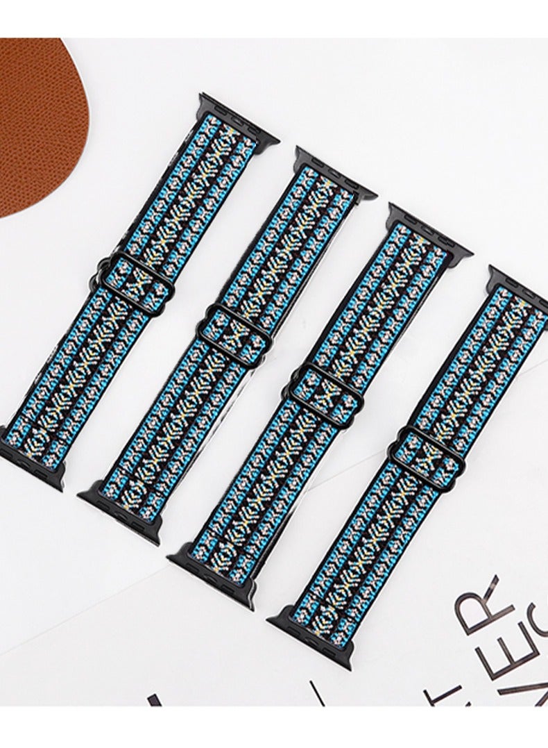 غير تقليدي قابل للتعديل مضفر منفردا الفرقة لسلسلة Apple Watch 6 / SE / 5/4/3/2/1 40/38mm الخط الأزرق - Image 4