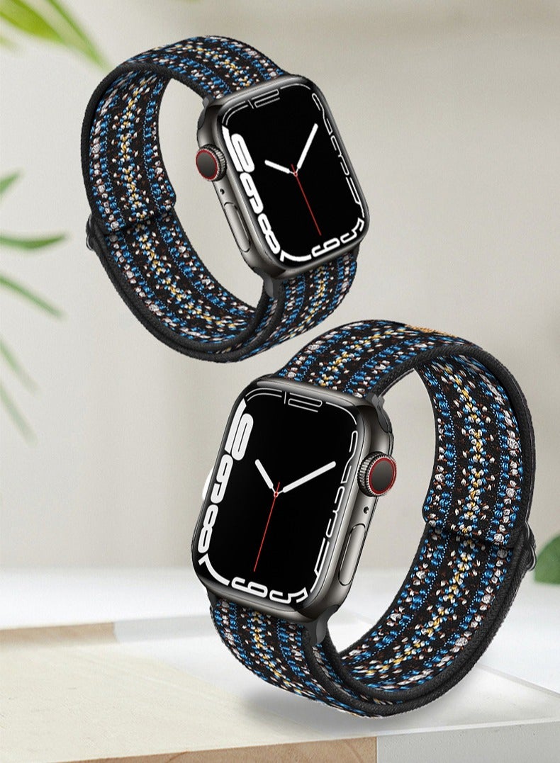 غير تقليدي قابل للتعديل مضفر منفردا الفرقة لسلسلة Apple Watch 6 / SE / 5/4/3/2/1 40/38mm الخط الأزرق - Image 5