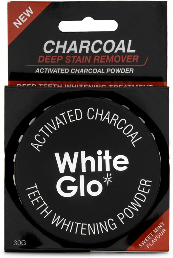 White Glo Activated Charcoal Teeth Whitening Powder Highly Absorbent to Clean Deep Stains and Discolouration Fresh Mint Flavour - Image 1