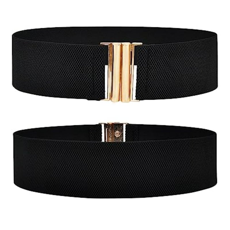 Women's Elastic Belt for Dresses Vintage Stretchy Waist Stretchy Belts for Women Vintage Elastic Waist Belts Fashion Cinch Waistband Belts Dress Belt Corset Belt with Interlock Buckle, One Size - Image 5