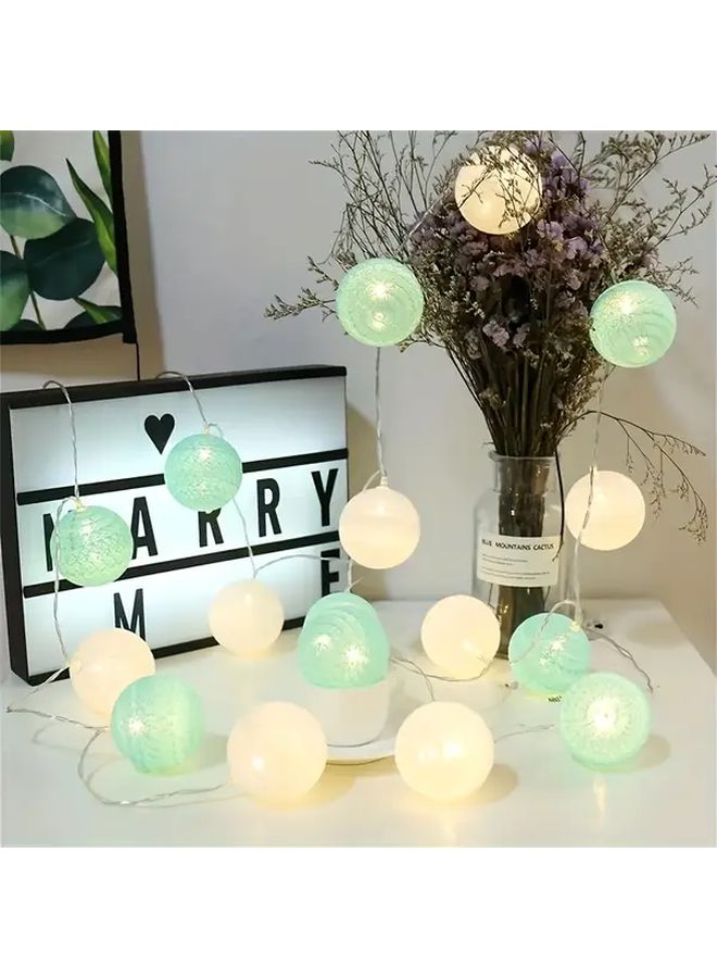 1 String White Green 20LED Battery Powered Spherical Fairy Lights 118 11 Inch Mini Glow Indoor Decor - Image 2