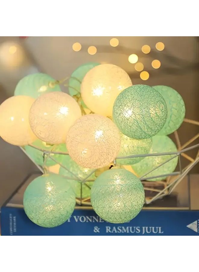 1 String White Green 20LED Battery Powered Spherical Fairy Lights 118 11 Inch Mini Glow Indoor Decor - Image 1
