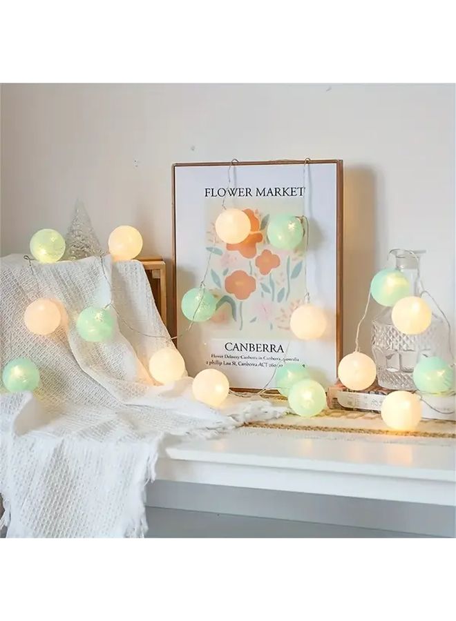 1 String White Green 20LED Battery Powered Spherical Fairy Lights 118 11 Inch Mini Glow Indoor Decor - Image 4