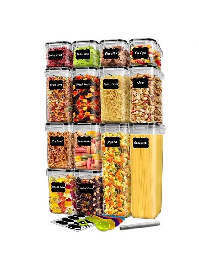 EETU Airtight Food Storage Container Set,14 Pcs Clear Food Storage Container With Lid,BPA-Free Cereal And Snack Containers With Lables And Small Spoon For Kitchen Pantry Organization And Storage - Image 1