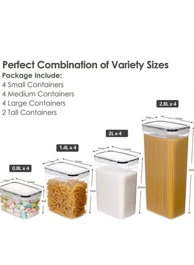 EETU Airtight Food Storage Container Set,14 Pcs Clear Food Storage Container With Lid,BPA-Free Cereal And Snack Containers With Lables And Small Spoon For Kitchen Pantry Organization And Storage - Image 5