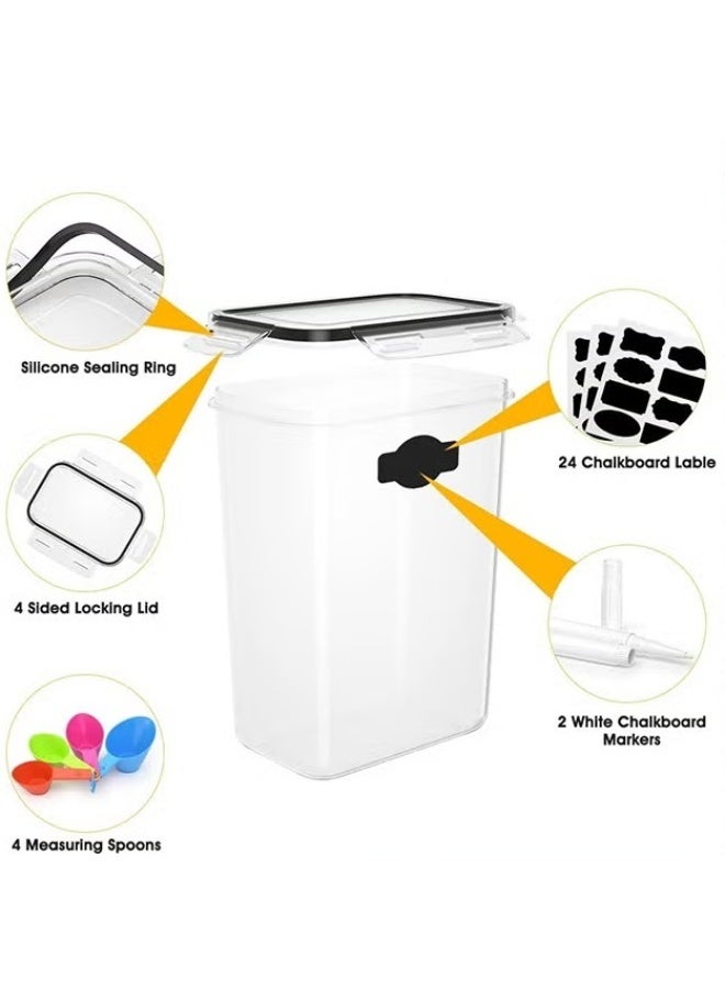 EETU Airtight Food Storage Container Set,14 Pcs Clear Food Storage Container With Lid,BPA-Free Cereal And Snack Containers With Lables And Small Spoon For Kitchen Pantry Organization And Storage - Image 3