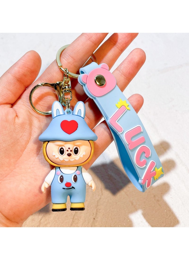 LABUBU LABUBU Dress-Up Series Keychain – Cute Bucktooth Cartoon Pendant – Collectible Toy for Bag & Car Decoration（LABUBU Dress-up Series – Ver. 5） 