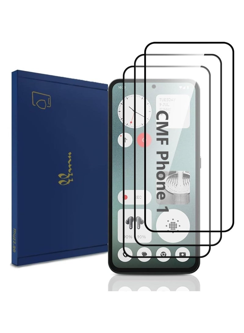 حماية شاشة لهاتف ناثينغ CMF 1 - عبوة 3 قطع زجاج مقسى عالي الدقة حماية كاملة للشاشة مقاوم للخدوش بدون فقاعات شفافة (هاتف ناثينغ CMF 1 (2024))