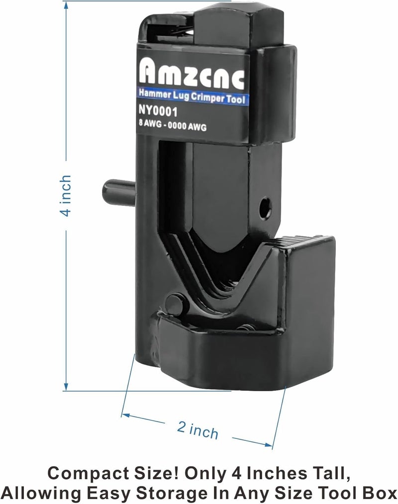 AMZCNC Hammer Lug Crimper Tool - 0000 AWG Battery and Welding Cables(8 AWG TO 4/0 Wire Gauge) - Image 3