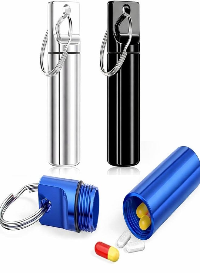 AccuPrints Sumiko Pack of 2 BIg Pill Boxes | Keychain Pill Holder | Portable Mini Travel Pill Container | Metal Case Bottle with Keyring | Perfect Gifting Item - Image 1