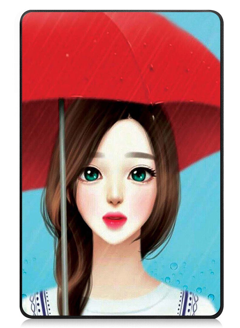 Theodor Protective Flip Case For Samsung Galaxy Tab S9 FE With Trifold Stand Auto Wake Sleep Shockproof Cover Girl with Red Umbrella - Image 1