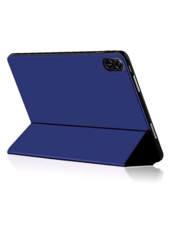 erorex Smart Flip Auto Awake/Sleep Leather Texture Tablet for Honor Pad X9 4G 2023, Navy Blue - Image 1