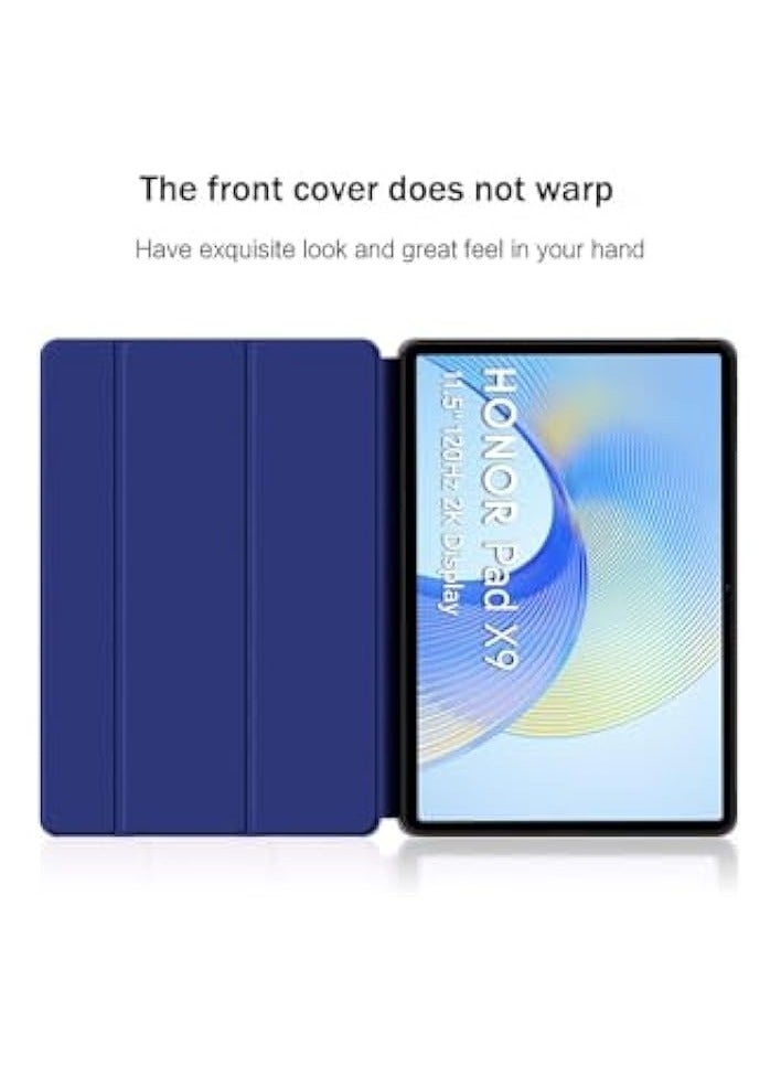 erorex Smart Flip Auto Awake/Sleep Leather Texture Tablet for Honor Pad X9 4G 2023, Navy Blue - Image 2
