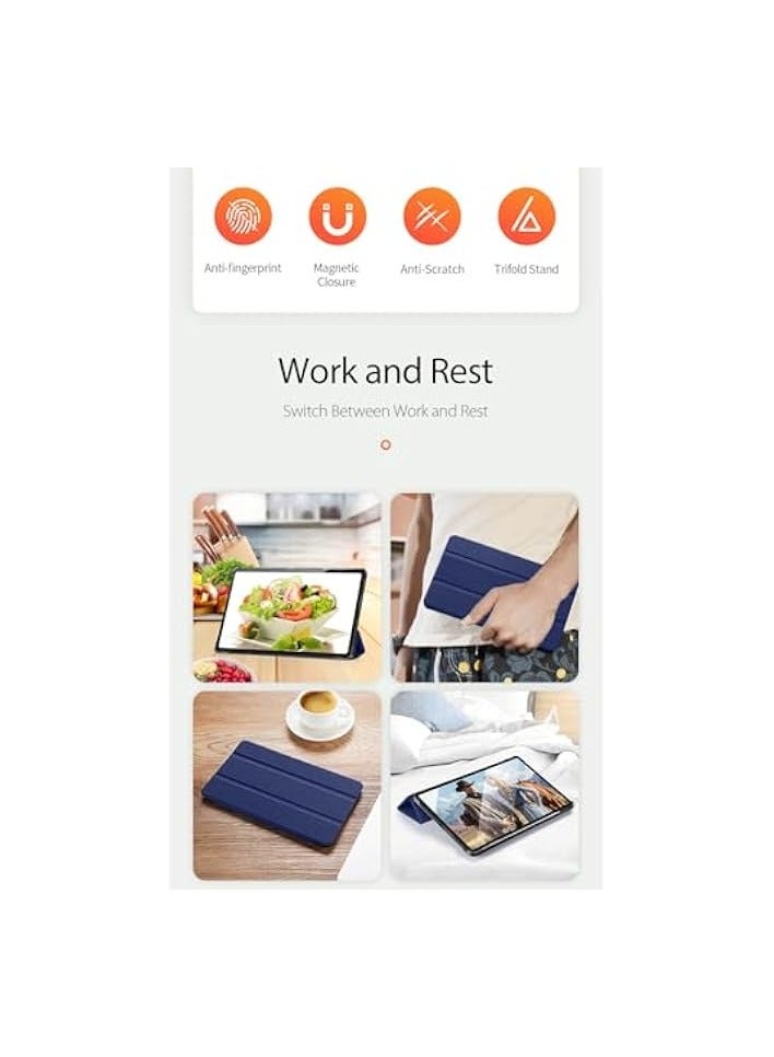 erorex Smart Flip Auto Awake/Sleep Leather Texture Tablet for Honor Pad X9 4G 2023, Navy Blue - Image 4