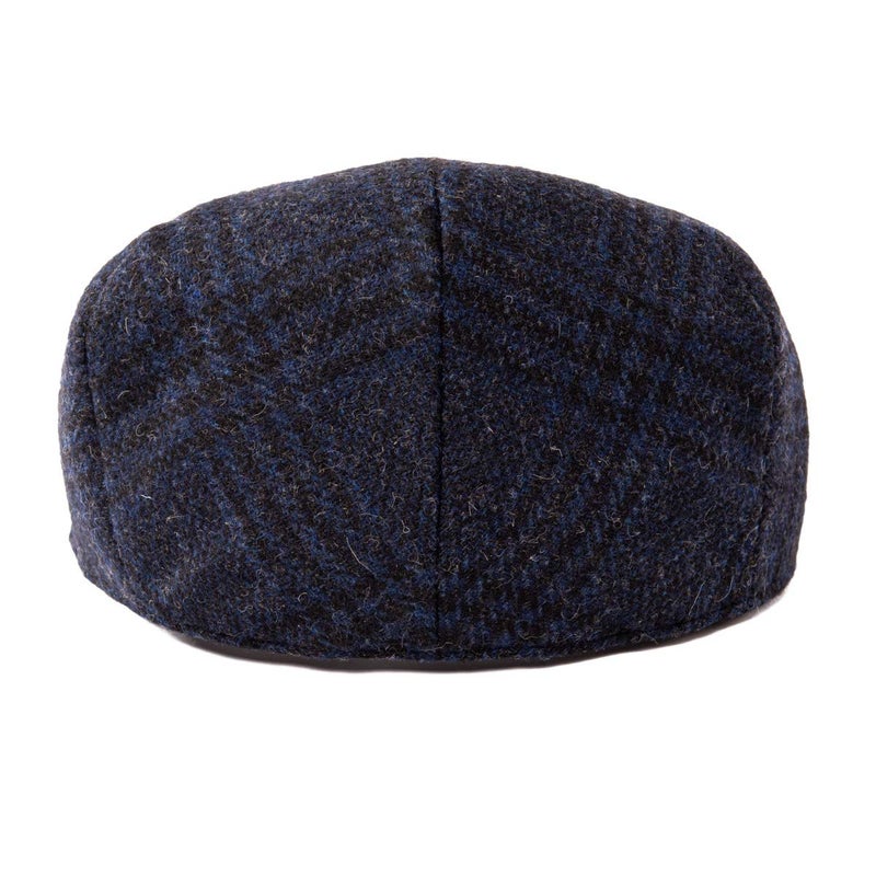 FEINION Men's Wool Tweed Newsboy Ivy Cap Gatsby Golf Flat Hat (Plaid Blue, 7 3/4) - Image 4