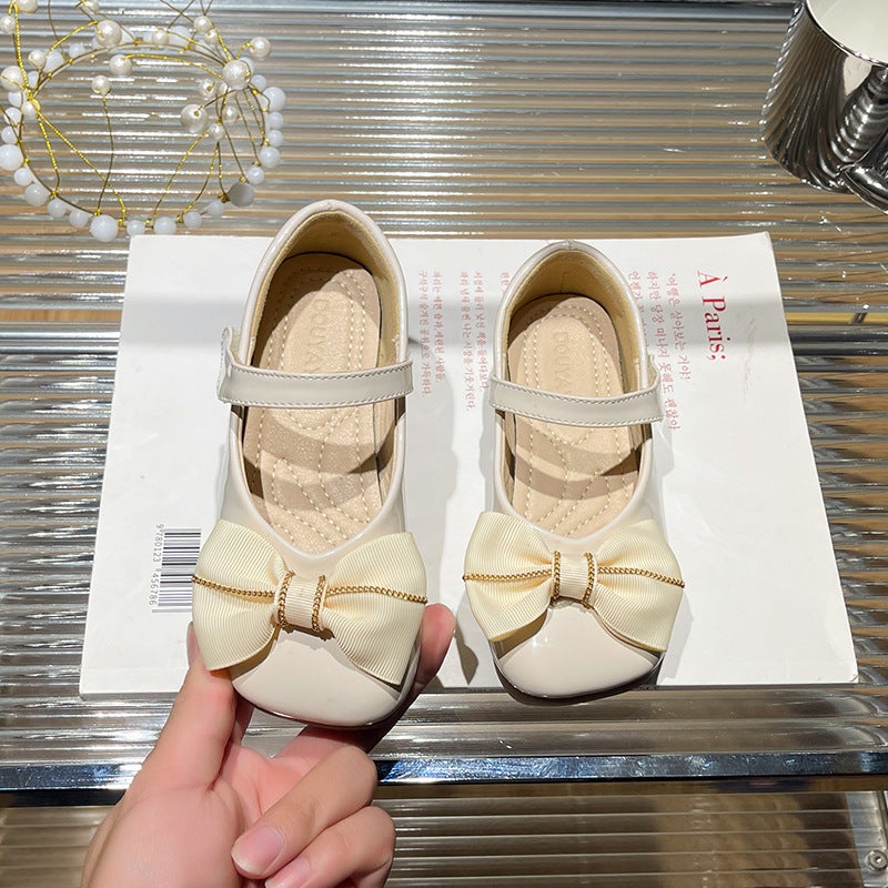 Girls' Leather Shoes 2025 Spring New Fashion Bow Children'S Baby Soft Sole Princess Shoes Black Easiest For Match Shoes - Image 4