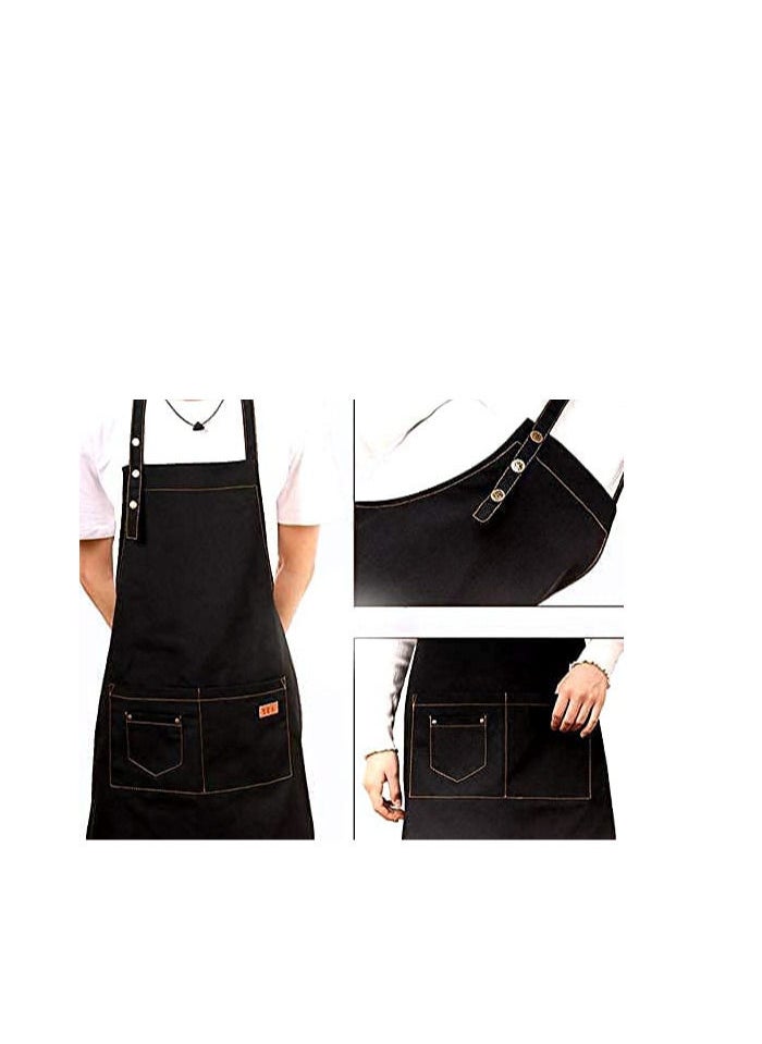 Apron Barista Fabric With Comfort Pockets And Black Expandable Straps