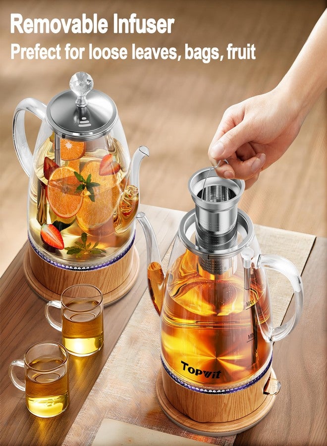 Topwit Electric Kettle Glass, For Hot Water, Tea and Coffee Dual Purpose Design, BPA-Free, 1L Pour Over Removable Stainless Steel Infuser, Auto-shut Off & Boil-dry Protect - Image 4