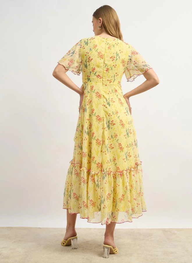 Styli Floral Chiffon Dress